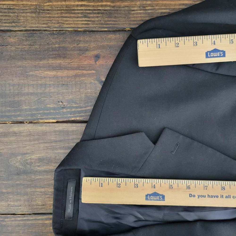Chaps Men's Sport Coat Blazer Two Button Solid‎ Black Twill Wool Size 42L